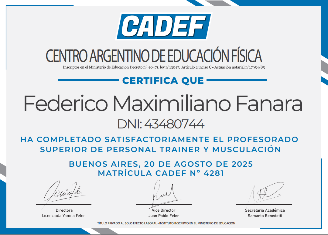 Título de Instructor de Actividad Física — CADEF